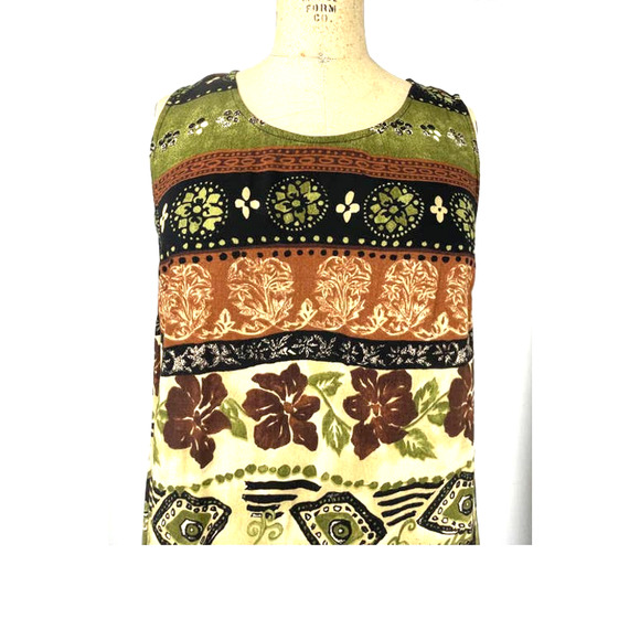 Ease Sport Vintage Tropical Floral Sleeveless Maxi Dress Green Size 12 - Picture 5 of 9